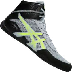 Asics Matcontrol 3 Wrestling Shoes - Gray Safety Yellow